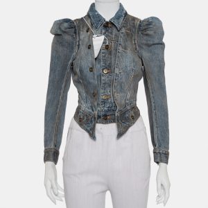 Faith Connexion Blue Denim Muddy Distressed Victorian Jacket XXS, Coats & Jackets - Luxury Closet
