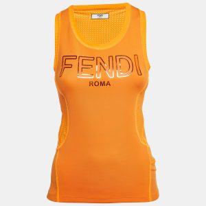 Fendi Orange Logo-Print Nylon Performance Tank Top S, Shirts & Tops - Luxury Closet catalog