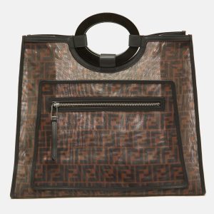 Fendi Tobacco Zucca Mesh and Leather Runaway Shopper Tote, Tote Handbags - Luxury Closet catalog