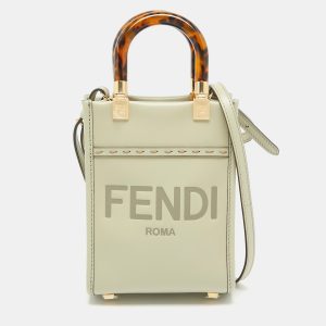 Fendi Green Leather Mini Sunshine Tote, Tote Handbags - Luxury Closet catalog