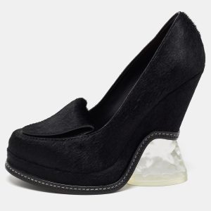 Fendi Black Calf hair Ice Heel Loafers Size 40, Loafers & Slip-Ons - Luxury Closet catalog