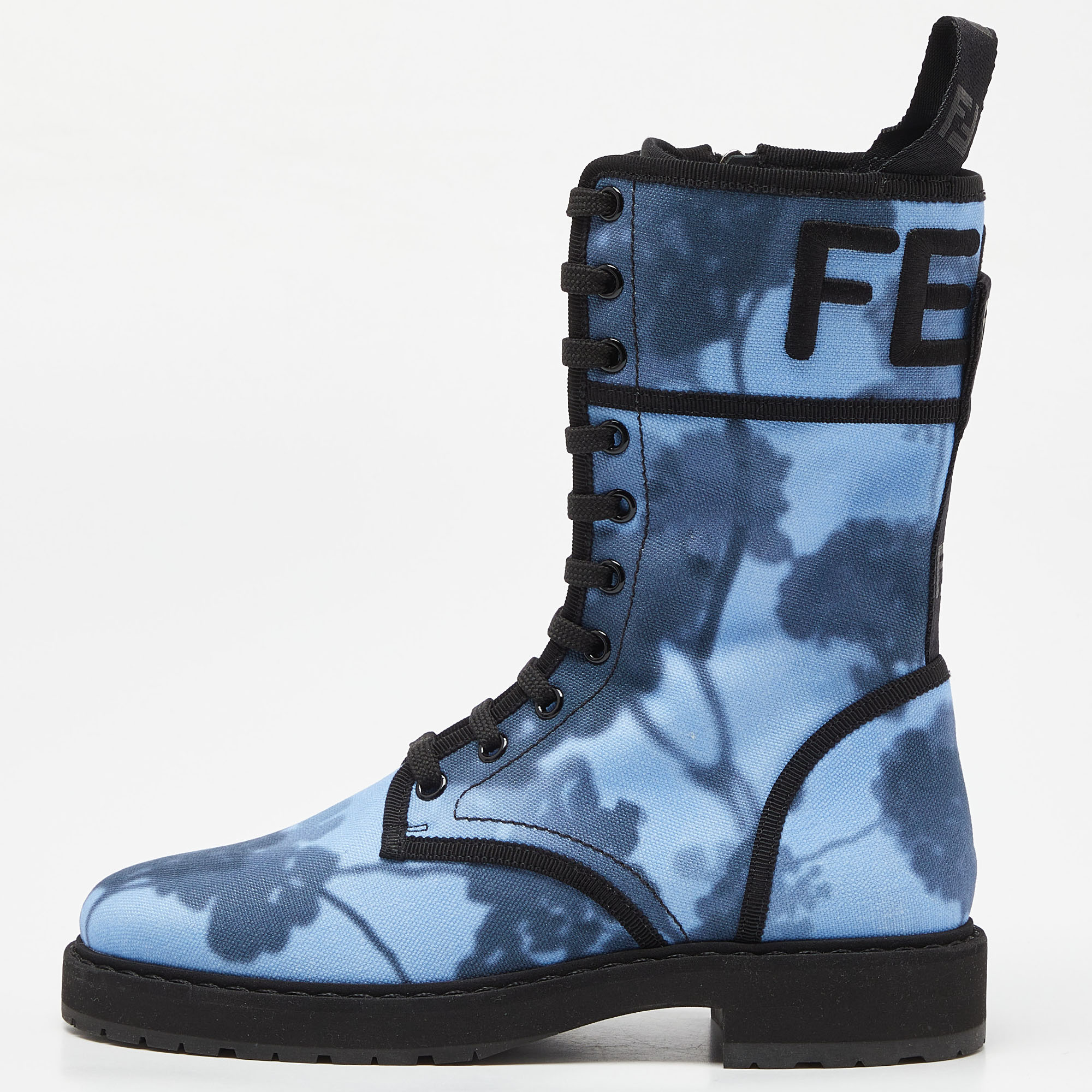 Fendi Blue Canvas Combat Boots Size 36.5, Boots - Luxury Closet catalog