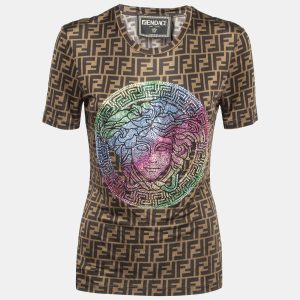 Fendi x Versace Brown Monogram Jersey Crystal Embellished T-Shirt M, Shirts & Tops - Luxury Closet catalog