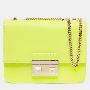 Furla Neon Green Leather Mini Bella Crossbody Bag, Handbags - Luxury Closet