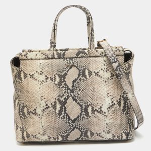 Furla Beige/Black Python Embossed Leather Top Zip Tote, Tote Handbags - Luxury Closet catalog