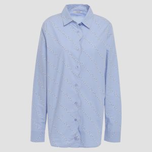 Ganni Blue Floral Print Cotton Long Sleeve Shirt L (EU 42), Shirts & Tops - Luxury Closet catalog