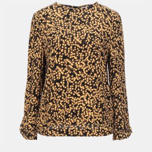 Ganni Yellow/Black Floral Print Crepe Top S (EU 34), Shirts & Tops - Luxury Closet catalog