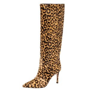 Gianvito Rossi Beige Leopard Print Calfhair Hunter Boots Size 36.5, Boots - Luxury Closet catalog