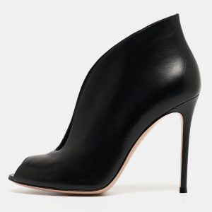 Gianvito Rossi Black Leather Vamp Peep Toe Booties Size 40, Boots - Luxury Closet catalog