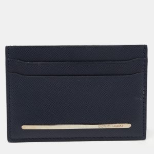 Giorgio Armani Navy Blue Leather Card Holder, Wallets & Money Clips - Luxury Closet catalog