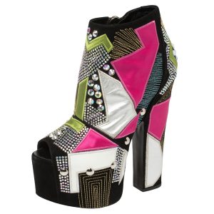Giuseppe Zanotti Multicolor Suede And Leather Geometric Platform Ankle Booties Size 39, Boots - Luxury Closet catalog
