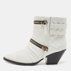 Giuseppe Zanotti White Leather Olinda Ankle Boots Size 39, Boots - Luxury Closet