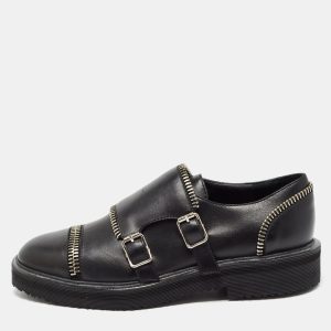 Giuseppe Zanotti Black Leather Zip Trimmed Monk Loafers Size 36, Loafers & Slip-Ons - Luxury Closet catalog