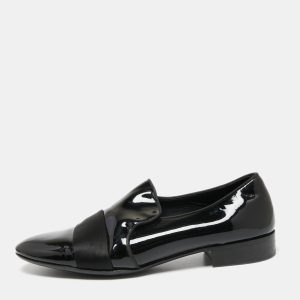 Giuseppe Zanotti Black Patent Leather and Satin Cap Toe Smoking Slippers Size 40, Loafers & Slip-Ons - Luxury Closet catalog