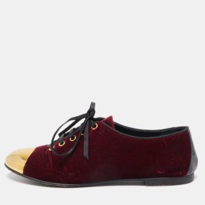 Giuseppe Zanotti Burgundy Velvet Lace Up Loafers Size 37, Loafers & Slip-Ons - Luxury Closet catalog