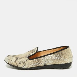 Giuseppe Zanotti Two Tone Python Embossed Leather Smoking Slippers Size 35.5, Loafers & Slip-Ons - Luxury Closet catalog