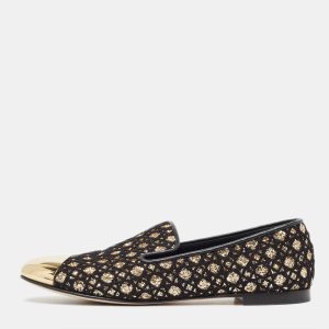 Giuseppe Zanotti Black Glitter and Leather Smoking Slippers Size 39, Loafers & Slip-Ons - Luxury Closet catalog