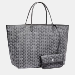 Goyard Grey Goyardine Coated Canvas and Leather Saint Louis GM Tote, Tote Handbags - Luxury Closet