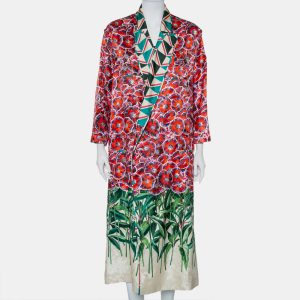Gucci Multicolor Printed Silk Open Front Coat L, Coats & Jackets - Luxury Closet