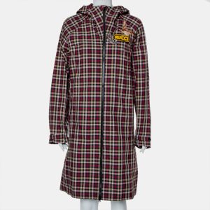 Gucci Multicolor Plaid Canvas Zipper Front Hooded Coat S, Coats & Jackets - Luxury Closet