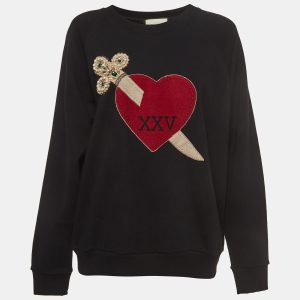 Gucci Black Cotton Dagger Heart Embroidered Sweatshirt S, Clothing - Luxury Closet