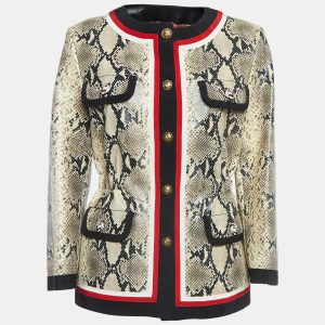 Gucci Cream Snake Printed Leather Jacket M, Coats & Jackets - Luxury Closet catalog