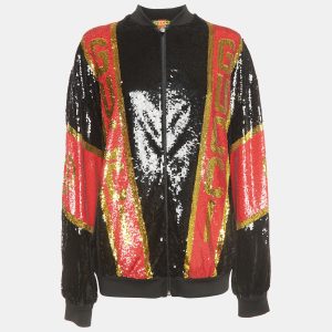 Gucci Dapper Dan Black/Red Logo Motif Sequin Bomber Jacket S, Coats & Jackets - Luxury Closet
