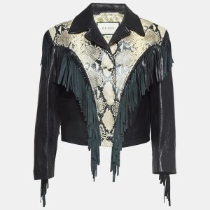 Gucci Black Python Embossed Fringed Leather Jacket M, Coats & Jackets - Luxury Closet catalog