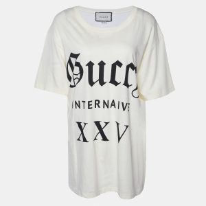 Gucci Cream Guccy Print Cotton Crew Neck T-Shirt L, Shirts & Tops - Luxury Closet catalog