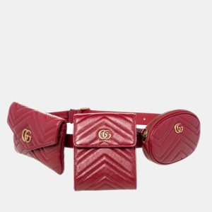Gucci Red Matelass&eacute; Leather GG Marmont 2.0 Multi Belt Bag, Handbags - Luxury Closet catalog