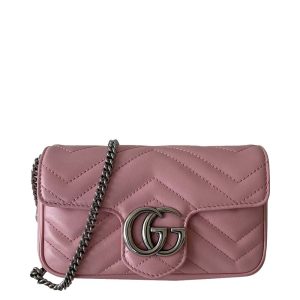Gucci Pink Matelasse Leather Super Mini GG Marmont Shoulder Bag, Shoulder Bags - Luxury Closet catalog