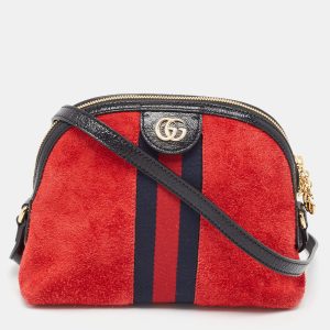 Gucci Red/Black Suede Small Web GG Ophidia Shoulder Bag, Shoulder Bags - Luxury Closet catalog