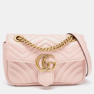 Gucci Pink Matelass&eacute; Leather Mini GG Marmont Shoulder Bag, Shoulder Bags - Luxury Closet catalog