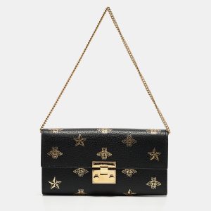 Gucci Black Leather Bees Padlock Continental Wallet On Chain, Wallets & Money Clips - Luxury Closet catalog