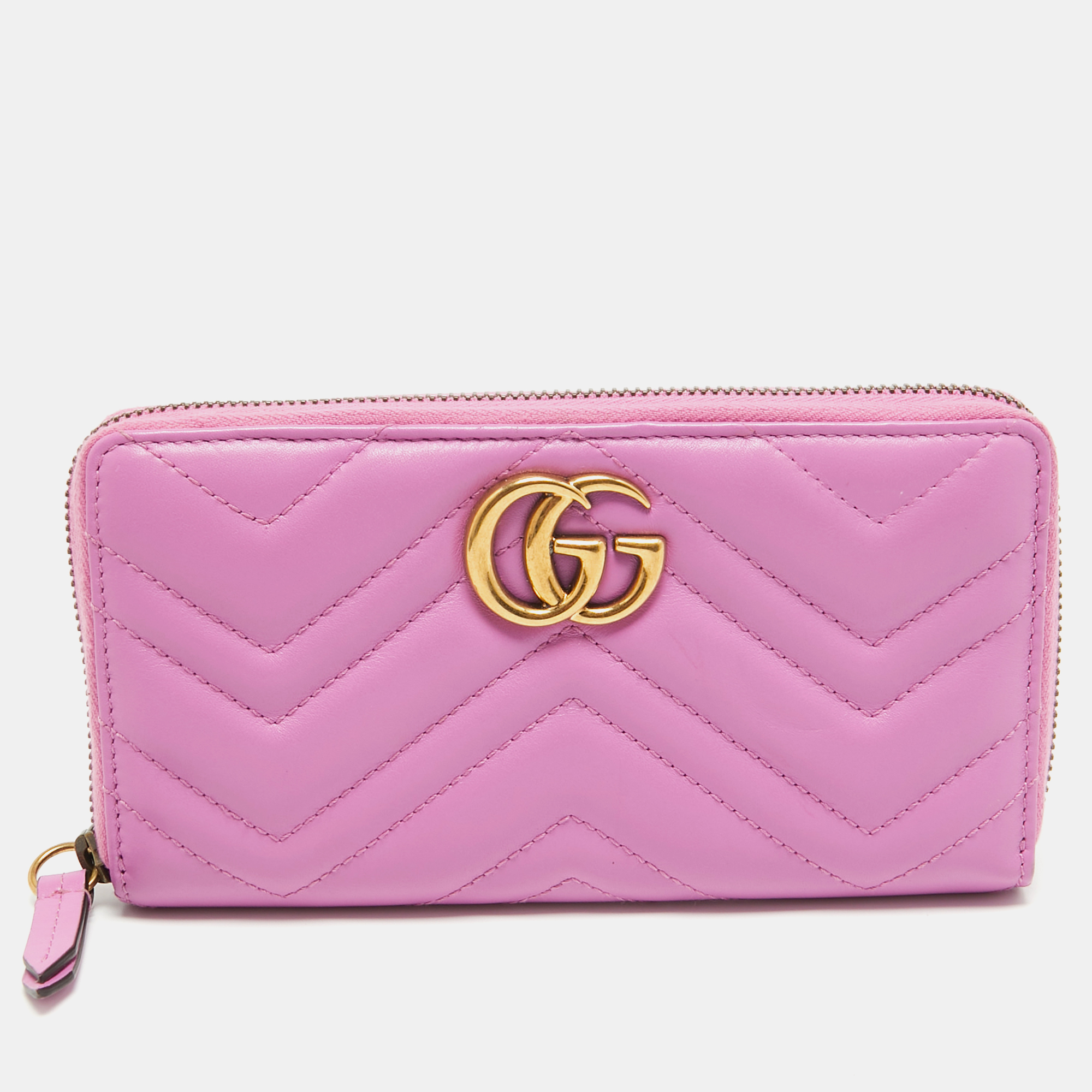 Gucci Pink Matelassé Leather GG Marmont Zip Around Wallet, Wallets & Money Clips - Luxury Closet catalog