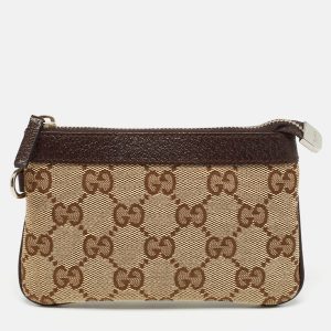 Gucci Beige/Brown GG Canvas and Leather Zip Pouch, Wallets & Money Clips - Luxury Closet catalog