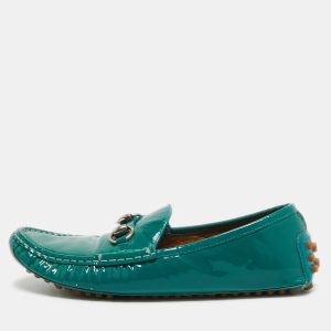 Gucci Green Patent Leather Jordaan Horsebit Slip On Loafers Size 39, Loafers & Slip-Ons - Luxury Closet catalog