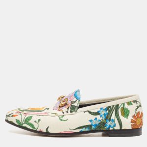 Gucci White Floral Canvas Jordaan Horsebit Slip On Loafers Size 35, Loafers & Slip-Ons - Luxury Closet catalog