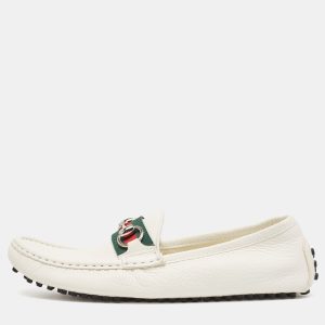 Gucci White Leather Horsebit Web Detail Loafers Size 37, Loafers & Slip-Ons - Luxury Closet catalog