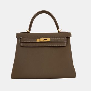 Hermes Grey Veau Togo Leather Gold Hardware Kelly Retourne 28 Bag, Handbags - Luxury Closet catalog