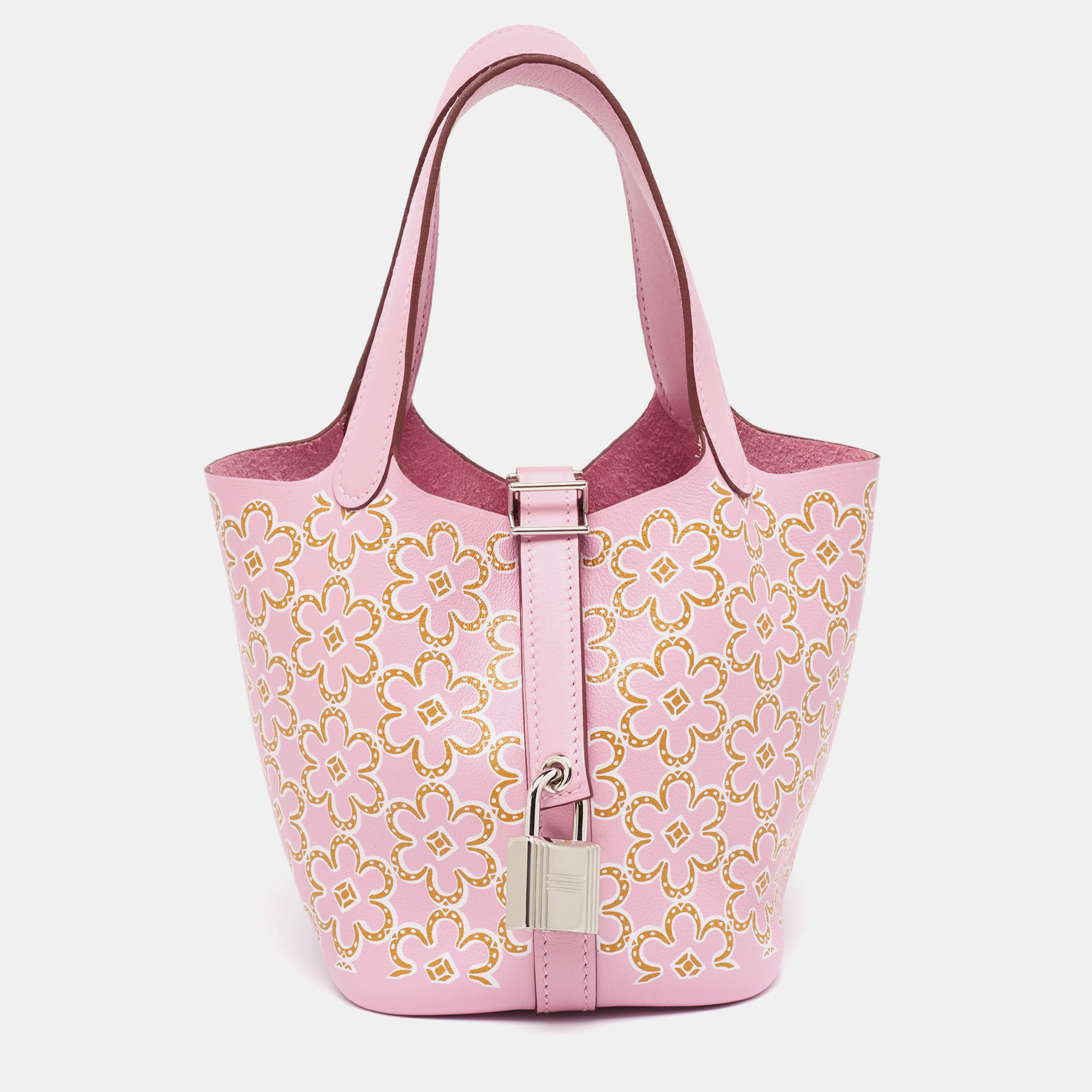 Hermes Mauve Sylvestre/Cuivre/Blanc Swift Leather Lucky Daisy Picotin Lock Micro Bag, Hobo Handbags - Luxury Closet catalog