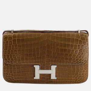 Hermes Constance Elan 25cm in Elephant Shiny Niloticus with Palladium Hardware, Shoulder Bags - Luxury Closet catalog