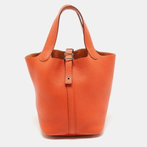 Hermes Feu Taurillon Clemence Leather Picotin Lock 18 Bag, Hobo Handbags - Luxury Closet catalog