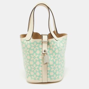 Hermès Nata/Vert/Blanc Swift Leather Lucky Daisy Picotin Lock Micro Bag, Hobo Handbags - Luxury Closet catalog
