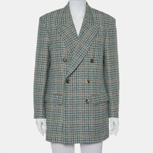 Isabel Marant Green Prince Of Wales Checkered Cotton Double Breasted Telis Blazer M, Coats & Jackets - Luxury Closet