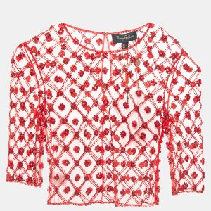 Jenny Packham Robin Red Embroidered Tulle Blouse S, Shirts & Tops - Luxury Closet catalog