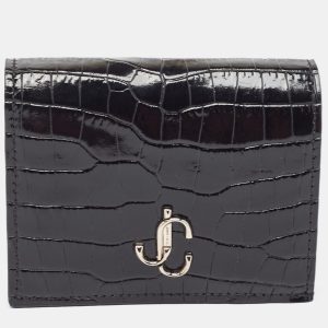 Jimmy Choo Black Croc Embossed Glossy Leather Hanne Flap Wallet, Wallets & Money Clips - Luxury Closet catalog