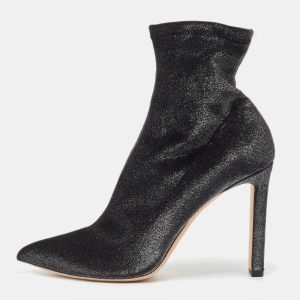 Jimmy Choo Black Shimmer Stretch Velvet Louella Ankle Boots Size 40.5, Boots - Luxury Closet catalog