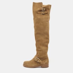 Jimmy Choo Brown Suede Yearn Buckle Over the Knee Boots Size 36, Boots - Luxury Closet catalog