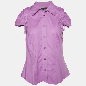 Just Cavalli Purple Cotton Tie Detail Shirt M, Shirts & Tops - Luxury Closet catalog